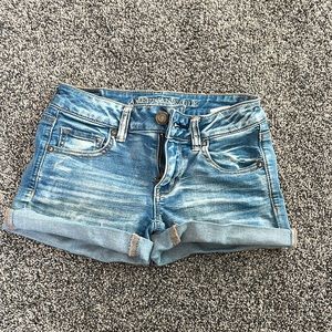 American Eagle jean shorts. Size 0. Blue jean. Mid rise